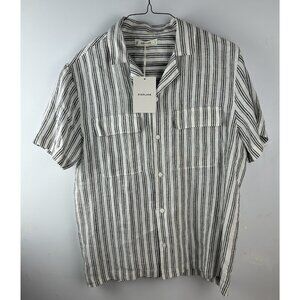 Everlane The Resort Shirt in Linen Mens - Stripe  - Medium Bone & Black